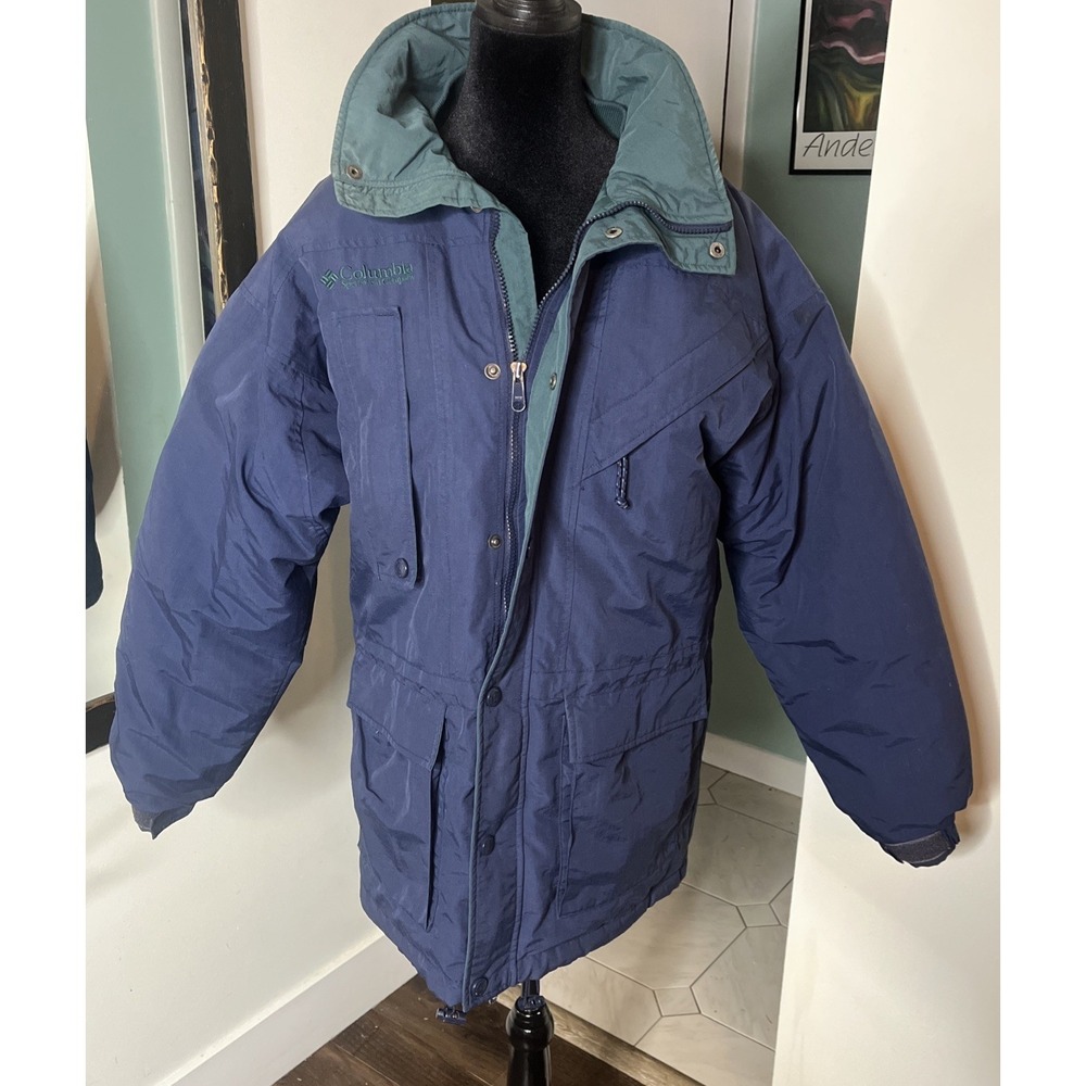 Vtg Columbia Jacket Men's Small Blue Green Ski Snow Snowboarding Full Zip Lined
